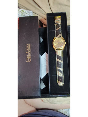 Joan Rivers Classics Collection Zebra Print Watch NIB Quartz Gold Tone QVC 32